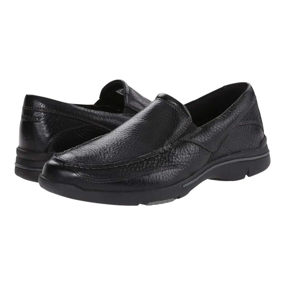 Rockport‎ Eberdon Black Leather Slip On Loafer Shoes Men 13W - Picture 7 of 11